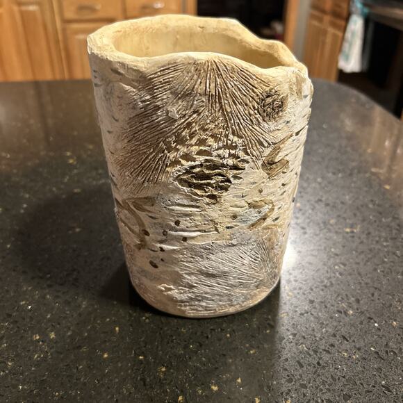 Rustic Lodge Utensil Crock made By Evergreen With Pine Cone And Wilderness Theme - Picture 2 of 12